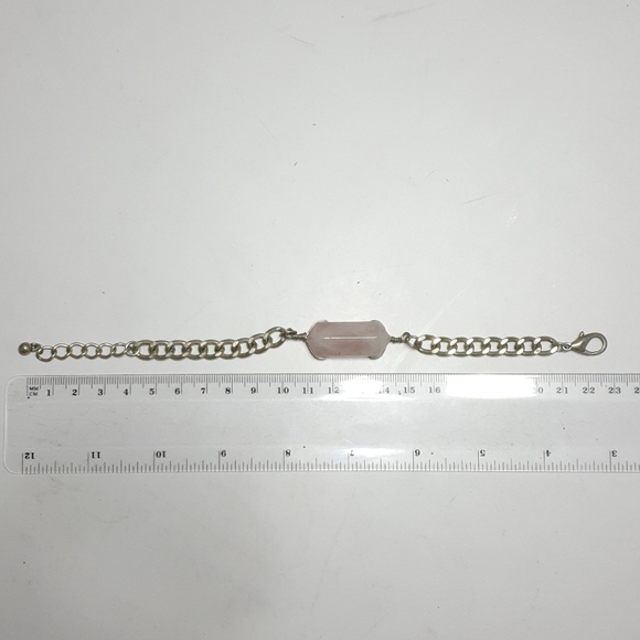 Silver tone chain and Pink quartz braclet - Picture 8 of 8